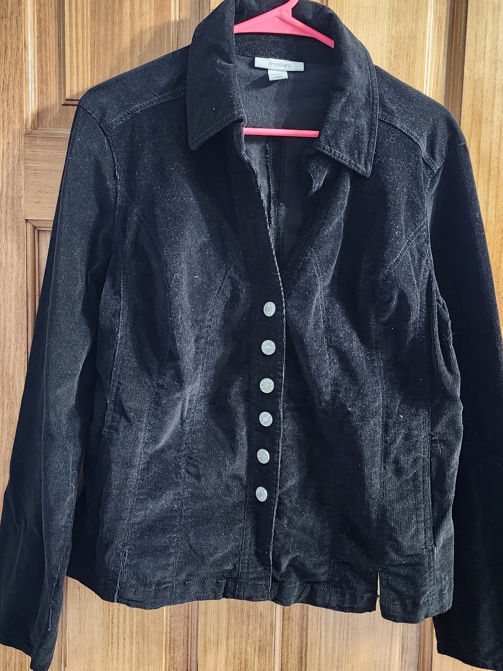 dressbarn Black Button-Front Corduroy Jacket